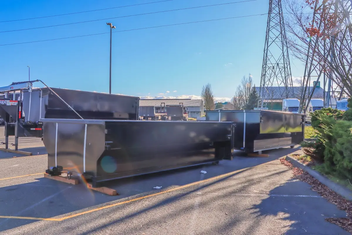 Roll-off dumpster ready for waste disposal at job site for 4 Yard Dumpster Rental in Midwest City